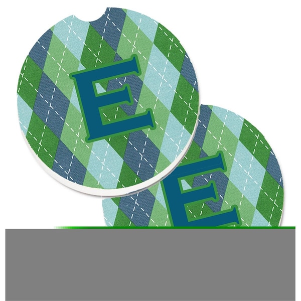 Carolines Treasures Monogram Initial E Blue Argoyle Set of 2 Cup Holder Car Coaster CJ1020-ECARC - main